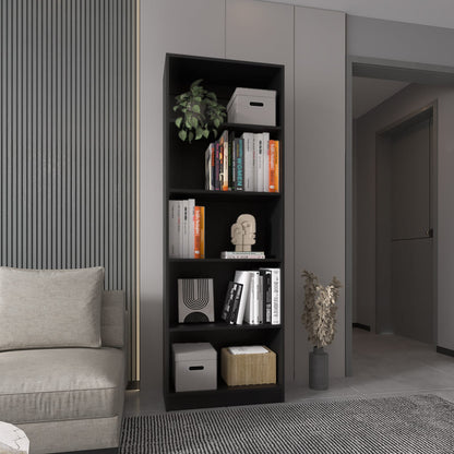 Wenge 5-Shelf Bookcase - Expansive Storage for Living Room