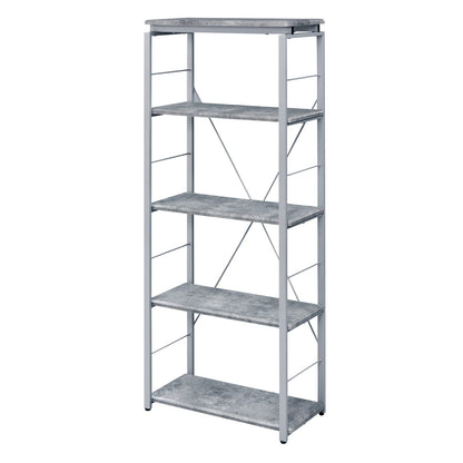Contemporary Wood Metal 4 Shelf Display Bookshelf for Living Room
