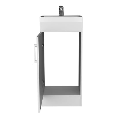 Bathroom Vanity Sink - White Engineered Wood Storage