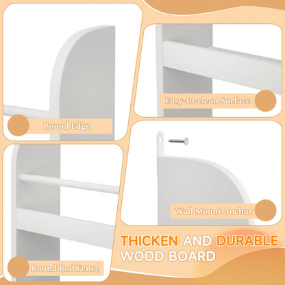 White MDF Kids Bookshelf Display for Nursery or Playroom Storage for Living Room
