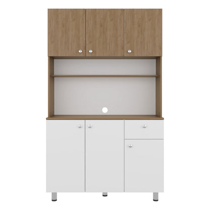 White Engineered Wood Kitchen Storage Cabinet with Ample Shelves