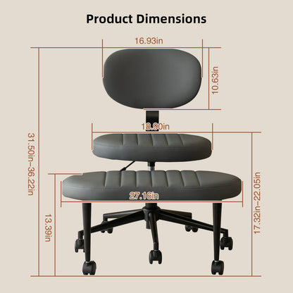Ergonomic Cross Legged Chair - Grey Faux Fur Meditation Office Chair