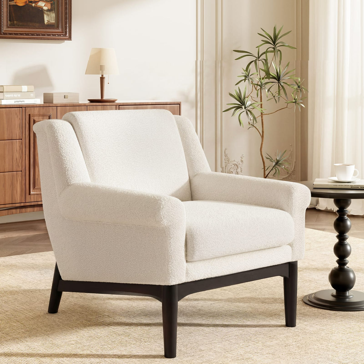 Beige Boucle Accent Chair - 31" Modern Lounge Chair for Living Room