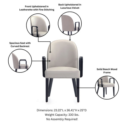 Light Grey Wood Armchair - Dining Room Seating