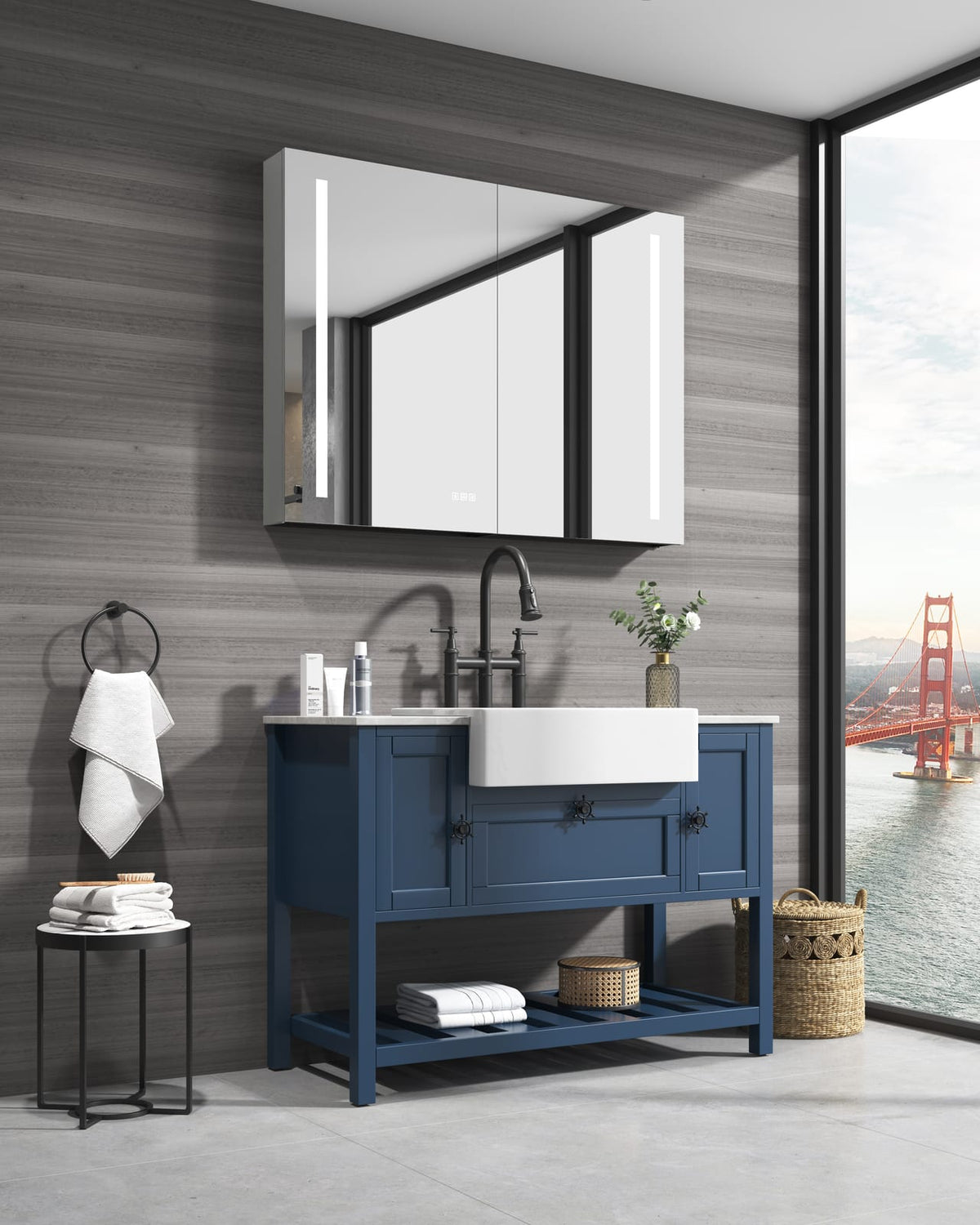 LED Medicine Cabinet with Mirror - 40" x 30" Aluminum for Bathroom