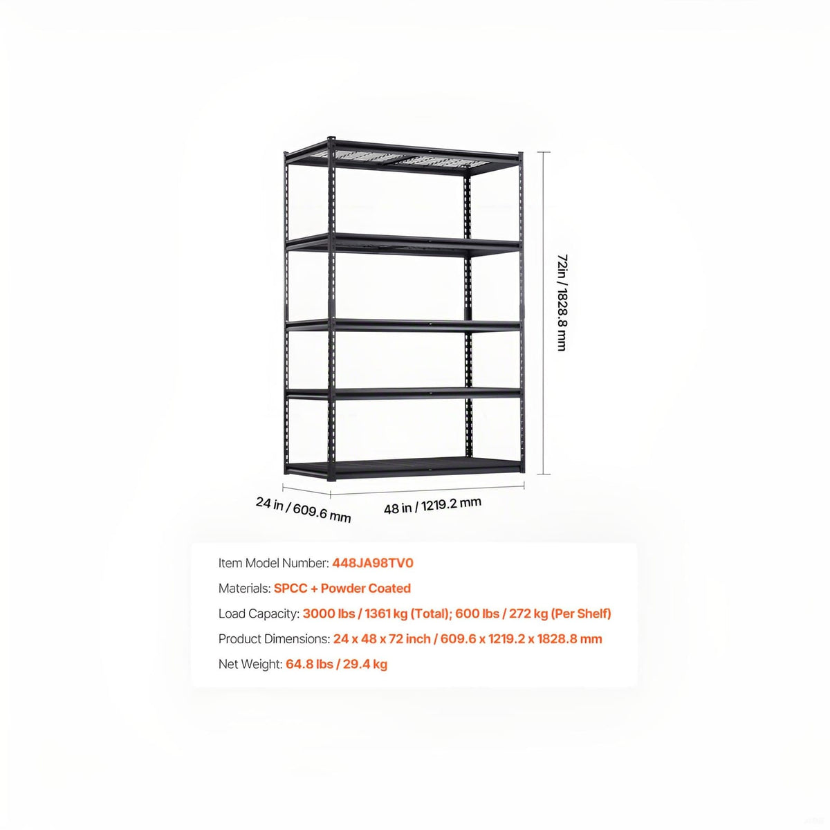 Heavy Duty Steel Garage Shelving Units - 3000 lb Capacity