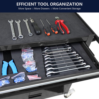 4 Drawer Tool Cart with Wheels - Black