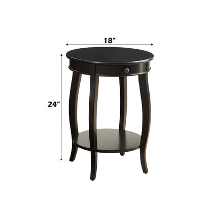 Alysa Black Accent Table - Round Storage Table