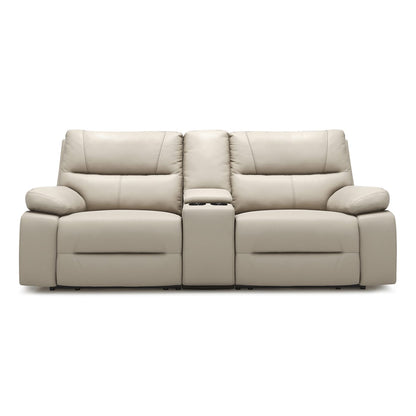 Beige Faux Leather Reclining Loveseat Sofa - 79" for Living Room