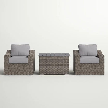 Grey Wicker Patio Furniture Set 3 Piece Outdoor Seating