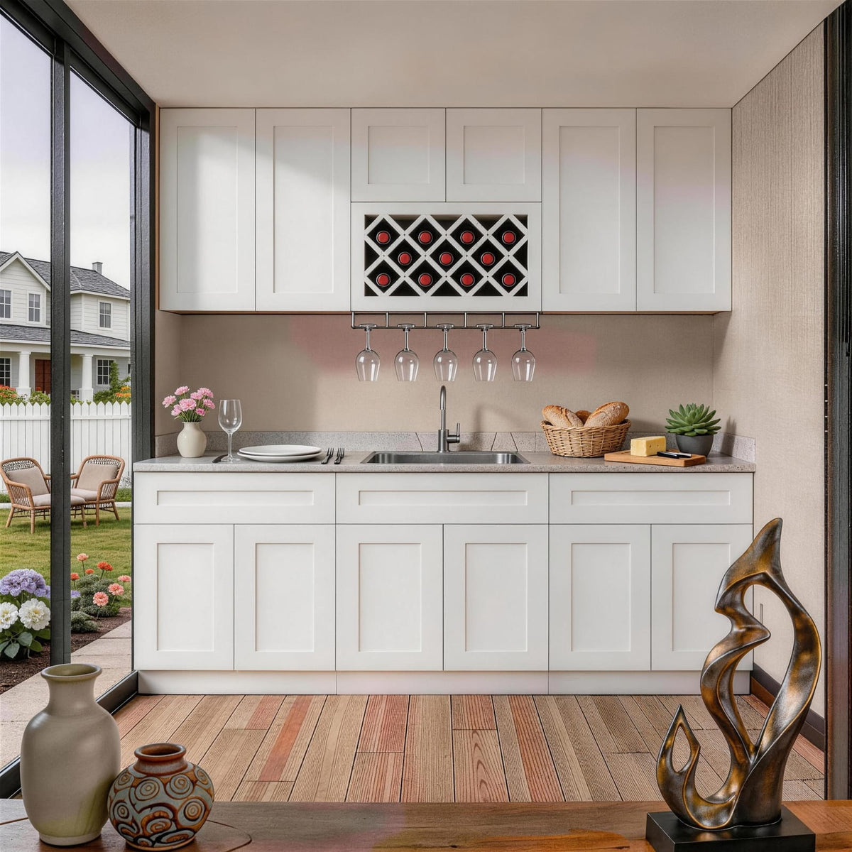 36" White Shaker Wall Cabinet - Solid Wood, Ready to Assemble for Living Room