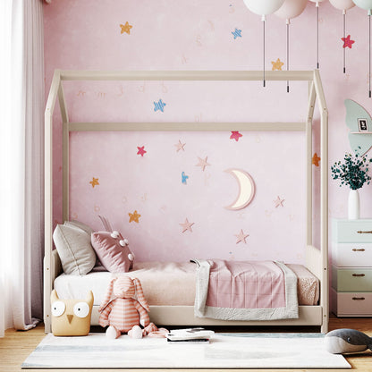 Beige Velvet Twin Size Playhouse Bed - Kids Bedroom