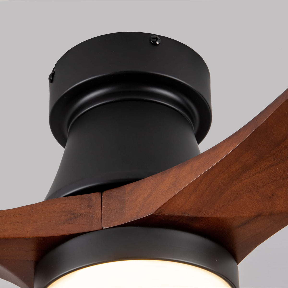 42 Inch Black Ceiling Fan with Light - Dark Walnut Blades