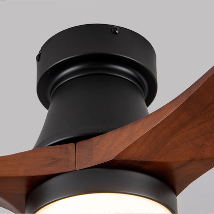 42 Inch Black Ceiling Fan with Light - Dark Walnut Blades