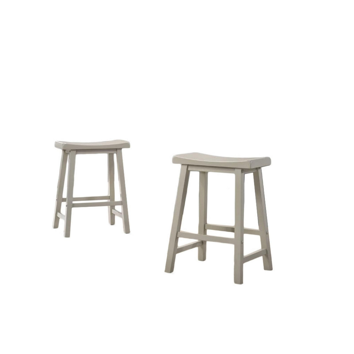 24 Inch Ergonomic Counter Height Stools, Set of 2, Gray - Durable Wood & Synthetic