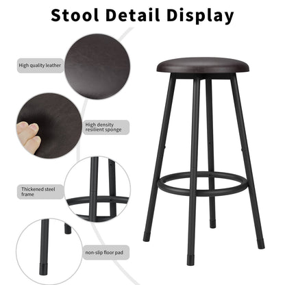 Brown MDF 5-Piece Kitchen Dining Table Set with Stools