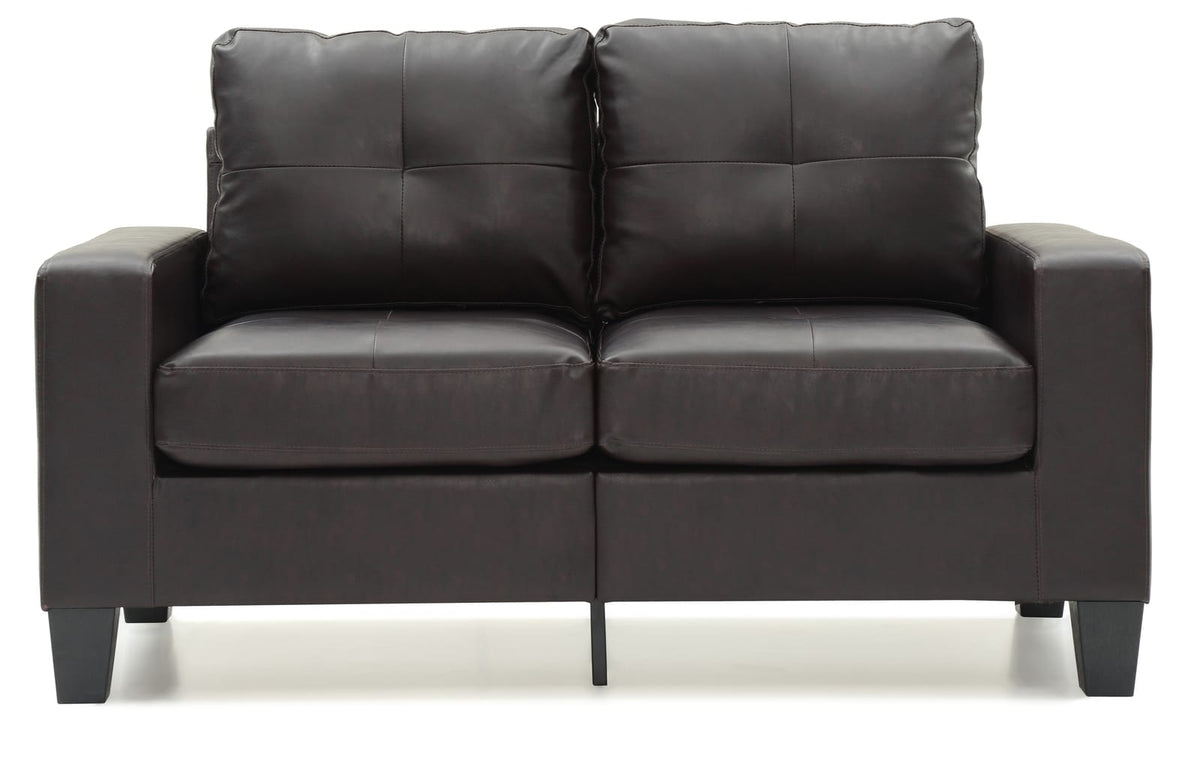 Dark Brown Modular Loveseat - Compact Design for Living Room
