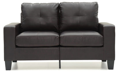 Dark Brown Modular Loveseat - Compact Design for Living Room