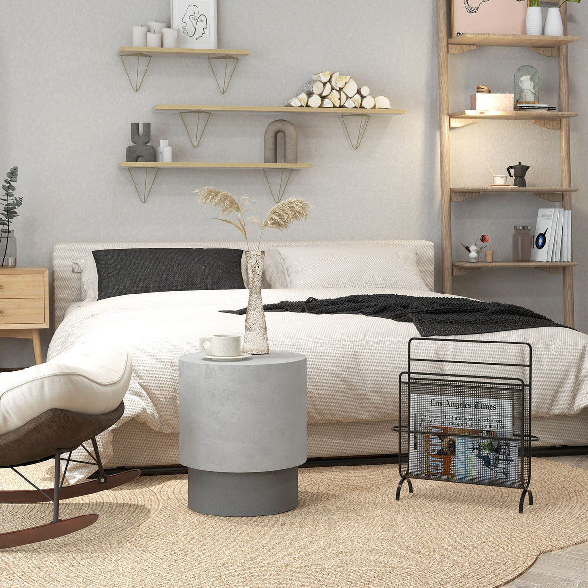 Round Concrete End Table - Grey Dining Accent Table