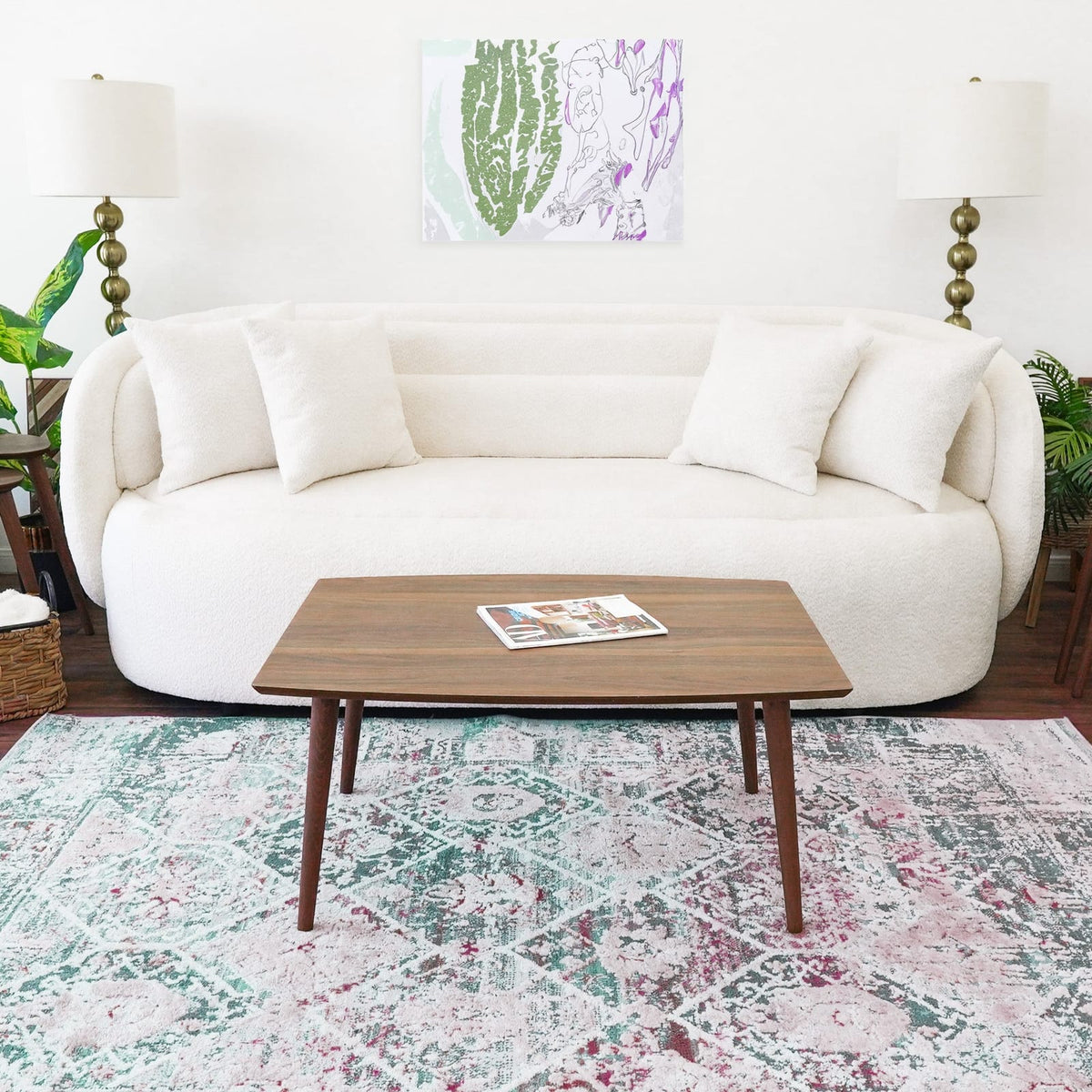 37.5" Walnut Solid Wood Center Table - Modern Living Room Table