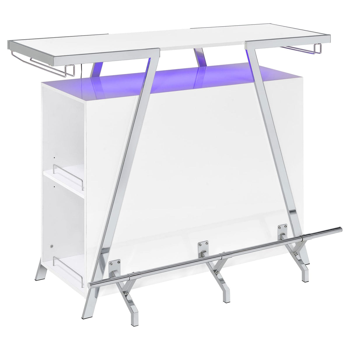 Gloss White Modern Bar Cabinet with Storage