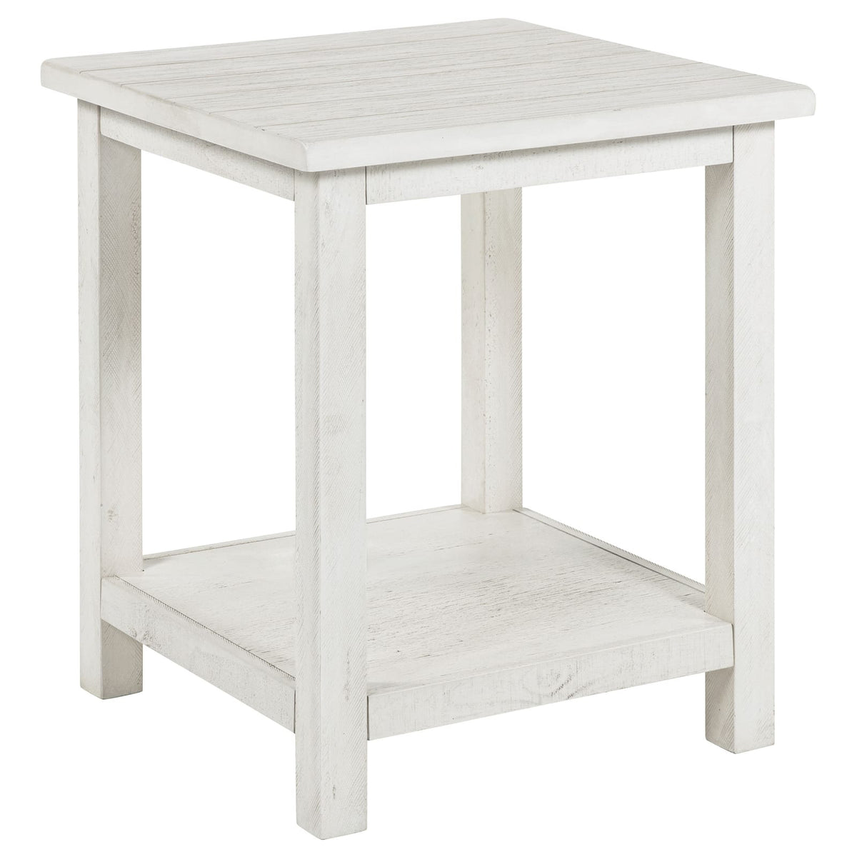 White Farmhouse End Table with Shelves - 20" x 20"