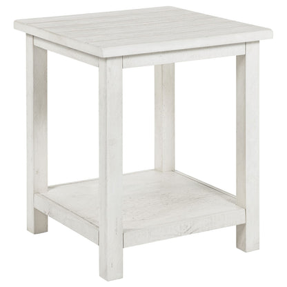 White Farmhouse End Table with Shelves - 20" x 20"