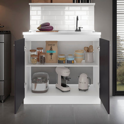 Salento Freestanding Sink - White & Black Storage Cabinet