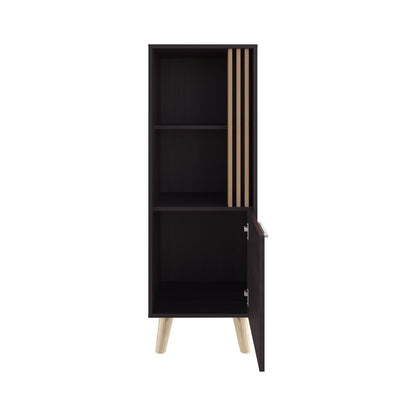 Khaki Black Storage Cabinet 13.8 x 47.2 x 47.2", 2 Shelves for Living Room