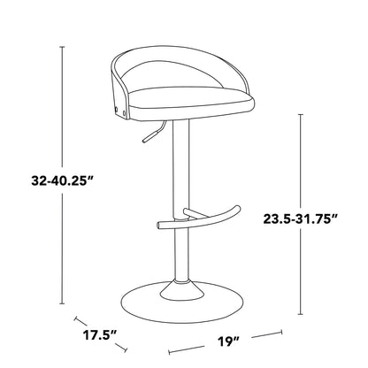 Adjustable Barstool Set - Chrome, White Faux Leather Dining Seating