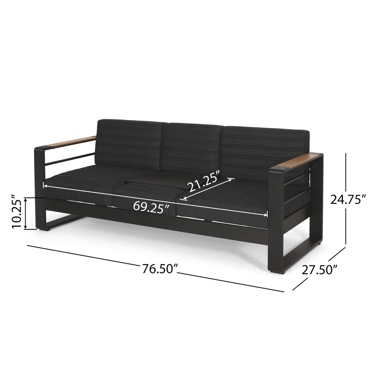 Black Aluminium Patio Sofa Set for Garden Relaxation