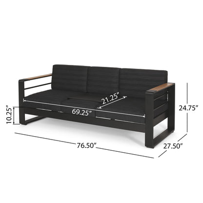 Black Aluminium Patio Sofa Set for Garden Relaxation