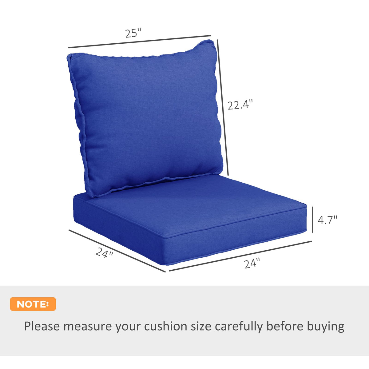 Blue Fabric Patio Chair Cushions - Set of Four