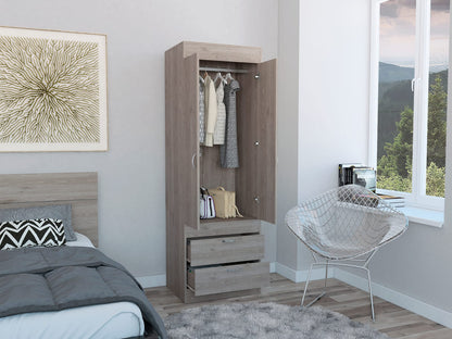 Light Gray Bedroom Dresser with Hanging Rod - 70.4" Tall