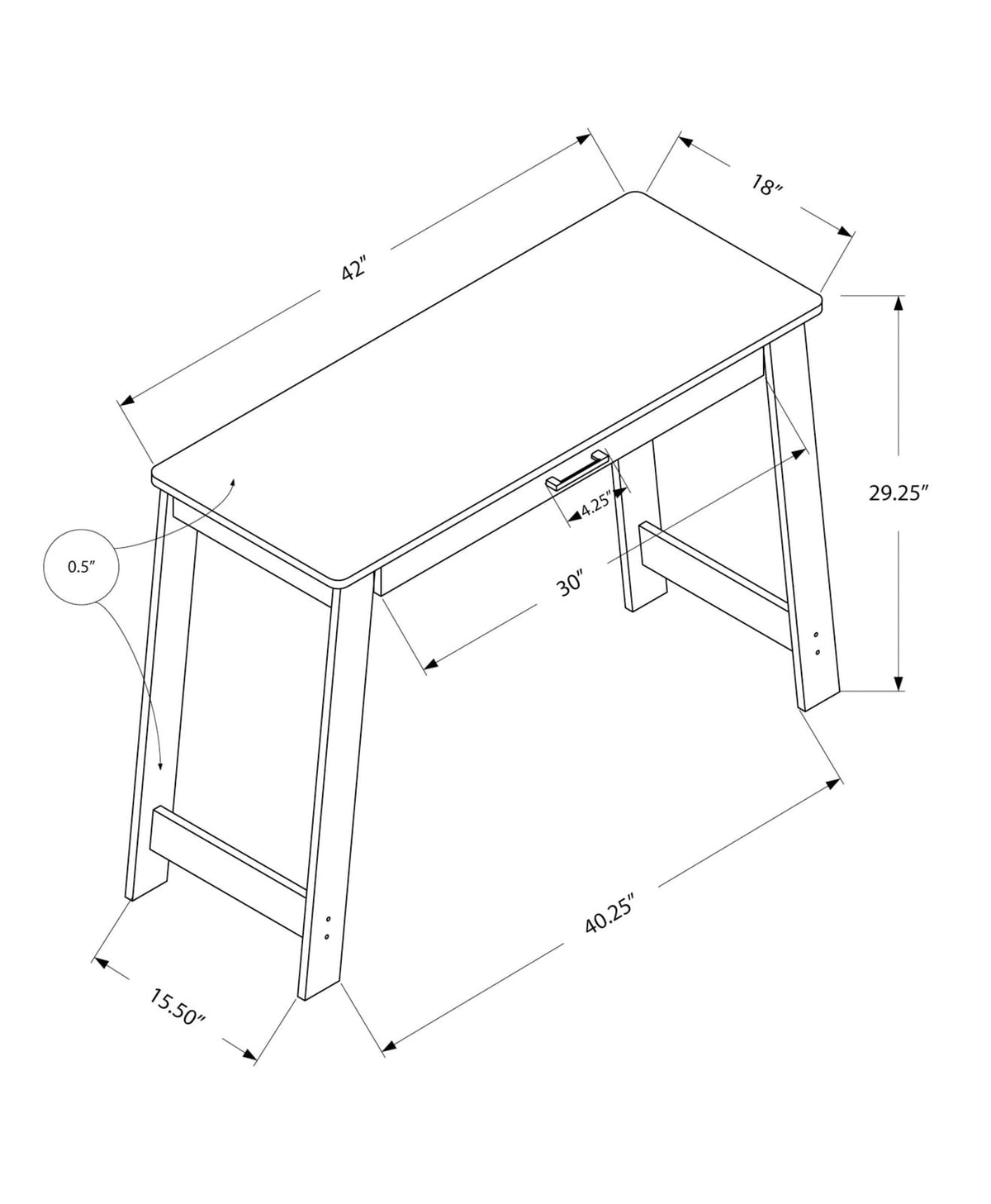 Espresso 42" Computer Desk with Storage Drawer