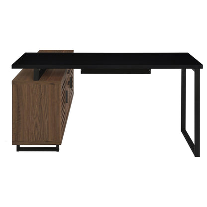 Rodger Black and Walnut L-Shape Office Computer Desk - 60" W