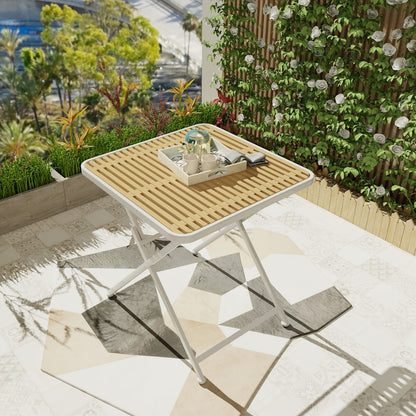 Khaki White Folding Square Table - Outdoor Patio Table