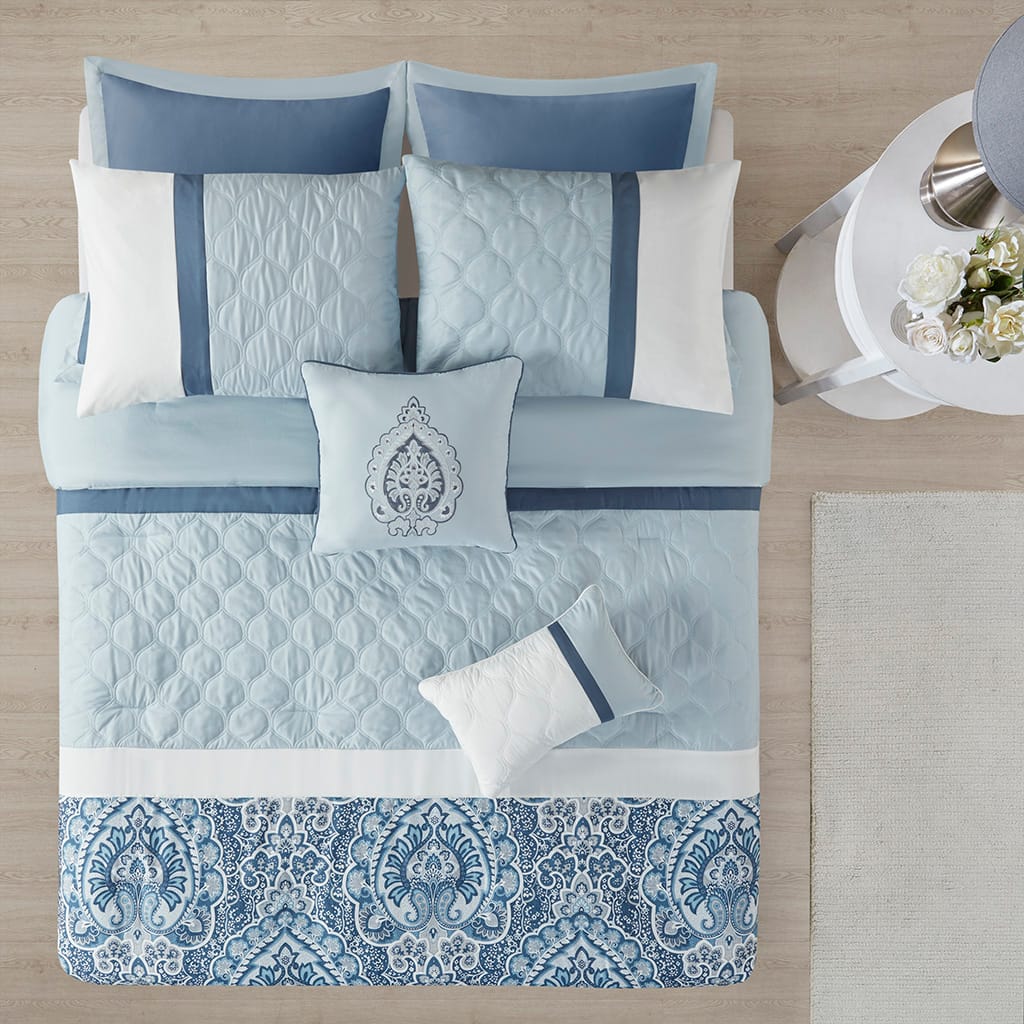 Cal King Comforter Set - Blue Comfort & Storage