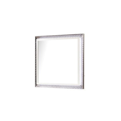 Modern White Wood Mirror with LED Lighting and Diamond Frame for Bathroom Renovation