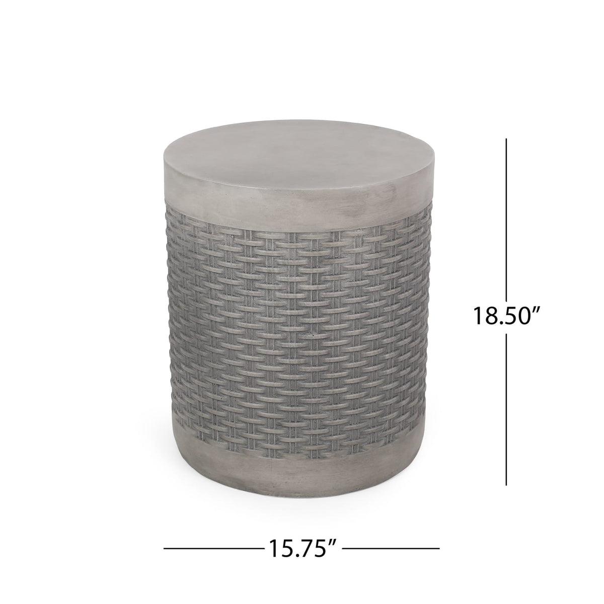Light Grey Magnesium Oxide Outdoor Table - 15.75" Round Side Accent Table