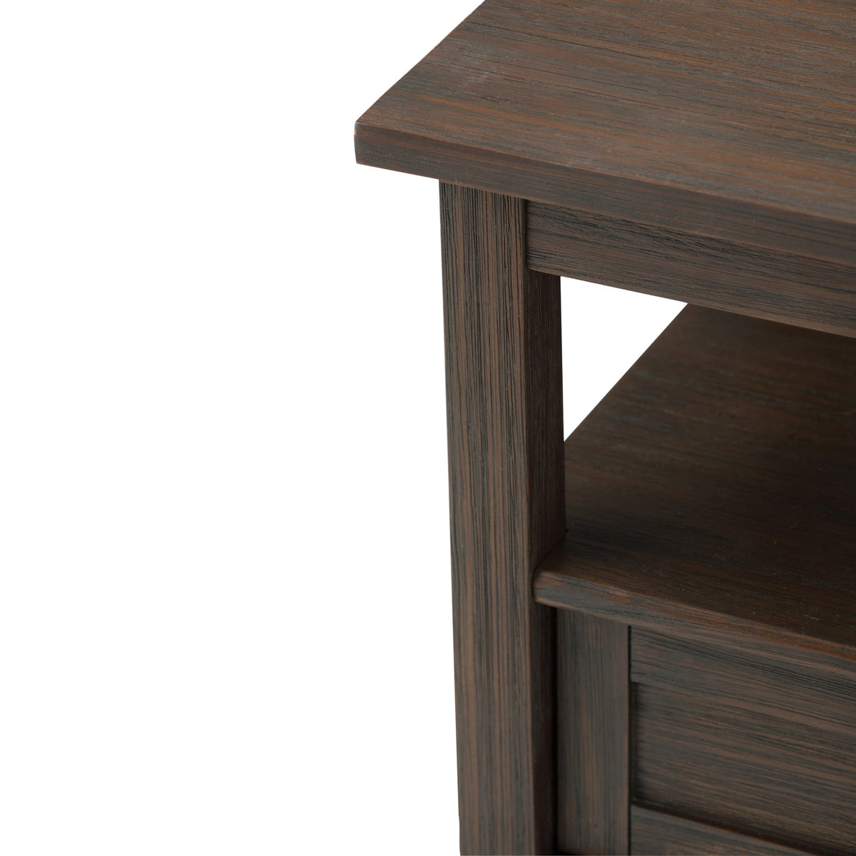Warm Shaker End Table - Dark Brown Wood Storage Side Table