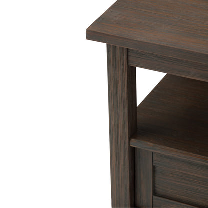 Warm Shaker End Table - Dark Brown Wood Storage Side Table
