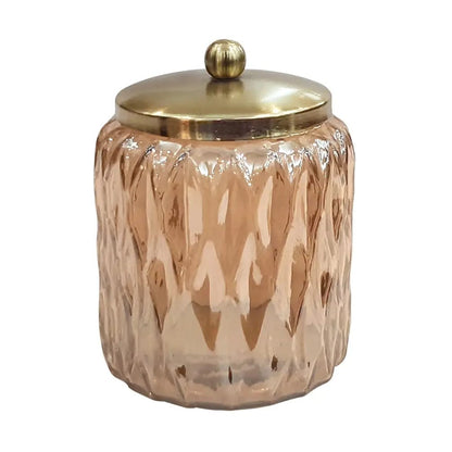 Amber Glass Vanity Jar - Storage for Cotton Swabs