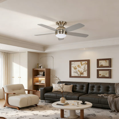 52 Inch Plywood Ceiling Fan with Light - Nickel Finish