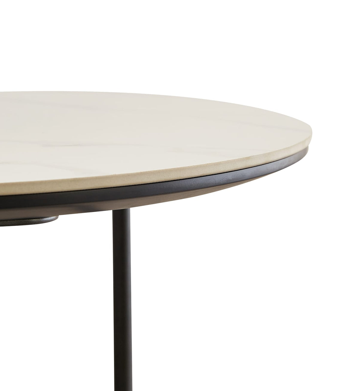 Small Round Accent Table - White+Gray Ceramic MDF