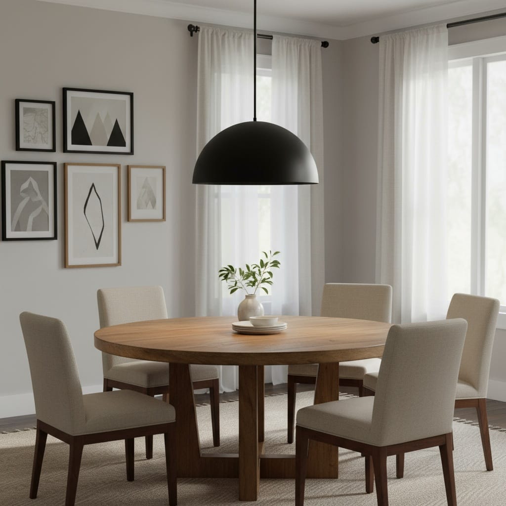 24 inch Black Steel LED Pendant for Dining Room Lighting