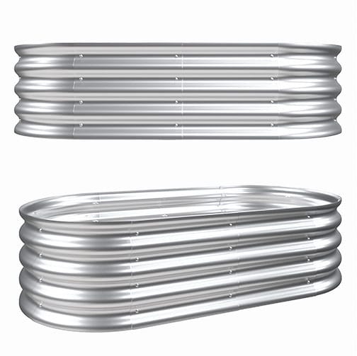 Heavy Duty Silver Metal Raised Garden Beds for Outdoor Vegetable Gardening
