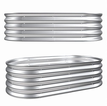 Heavy Duty Silver Metal Raised Garden Beds for Outdoor Vegetable Gardening