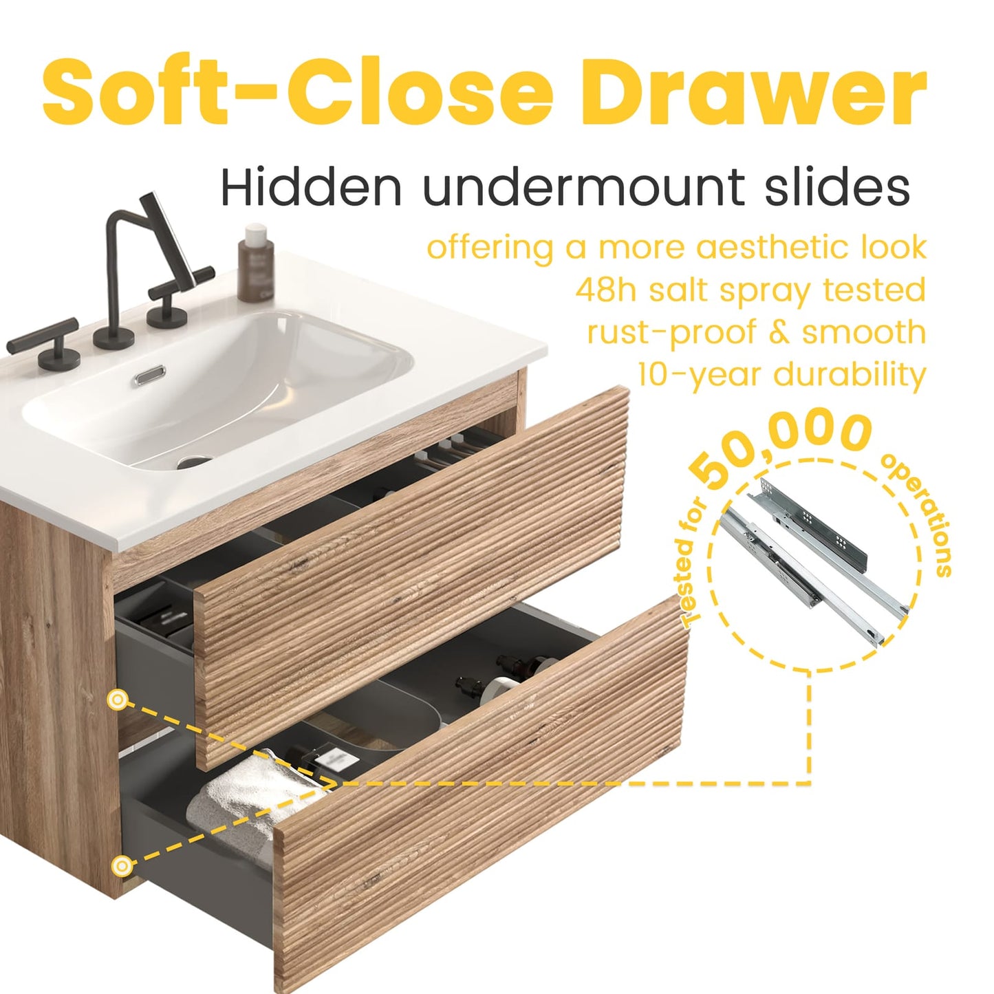 Gloria 30" Wall Mounted Rough Oak Bathroom Vanity - Storage & Sink