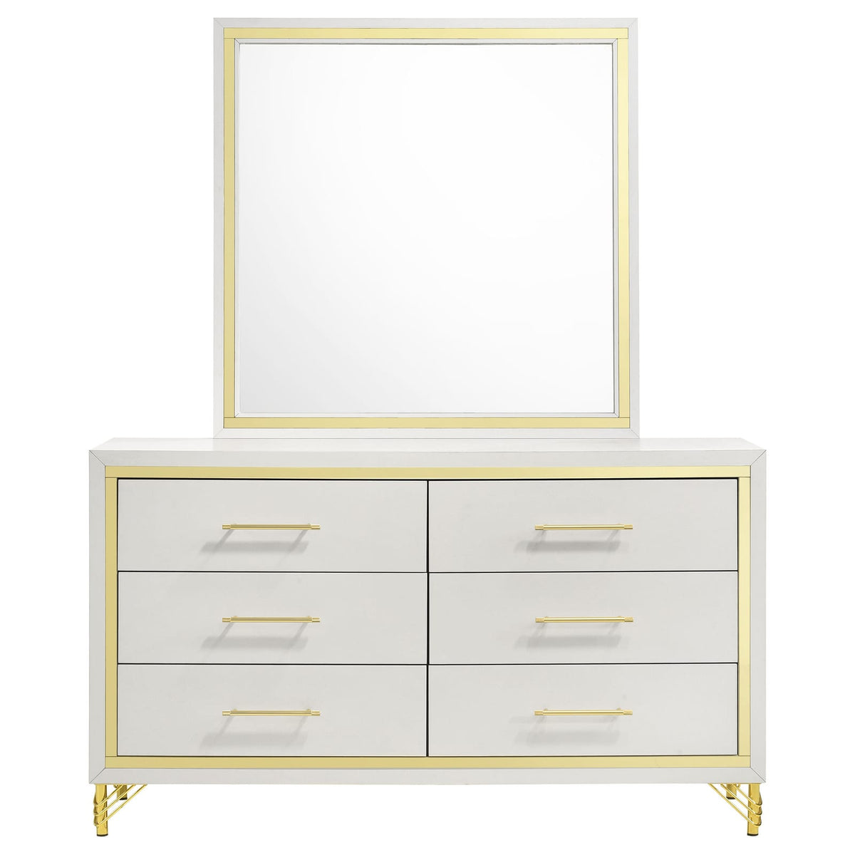 White 6-Drawer Dresser with Mirror - Bedroom Storage